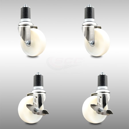Service Caster 4 Inch 316SS Nylon Wheel Swivel 1-7/8 Inch Expanding Stem Caster Brake SCC, 2PK SCC-SS316EX20S414-NYS-2-TLB-2-178